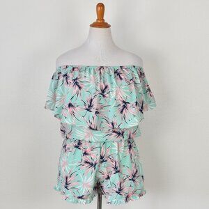Buddy Love Mojito Off The Shoulder Tropical Floral Romper - L